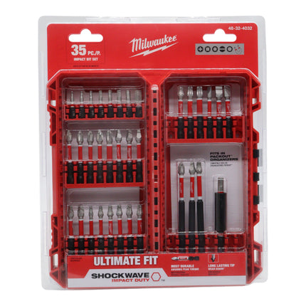 Milwaukee 48-32-4032 Shockwave Impact Duty Alloy Steel Screw Driver Bit Set (35-Piece) - Long Lasting Wear Guard Tips