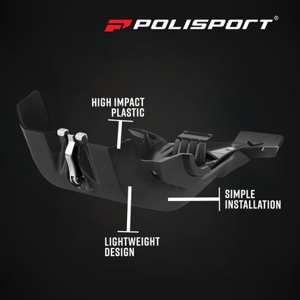 Polisport 8476400001 Fortress Skid Plate with Link Guard Fits Honda CRF450R 2021 On & CRF250R 2022 – Black Heavy Duty Protection for Frame, Engine & Linkage