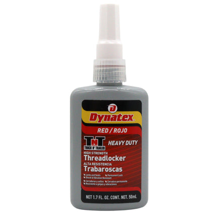 Dynatex Red High Strength Threadlocker 1.70 oz Bottle - Permanent Lock, Anaerobic, Large Fasteners, Vibration & Solvent Resistant (Single)