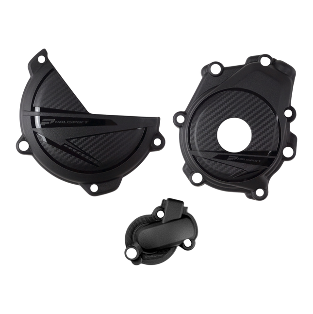 Polisport 91372 Engine Covers Protection Kit for Husqvarna FX 350 23-24 PA6 Clutch & Ignition Cover Guards with Water Pump Protection, Impact Resistant,  Easy Install