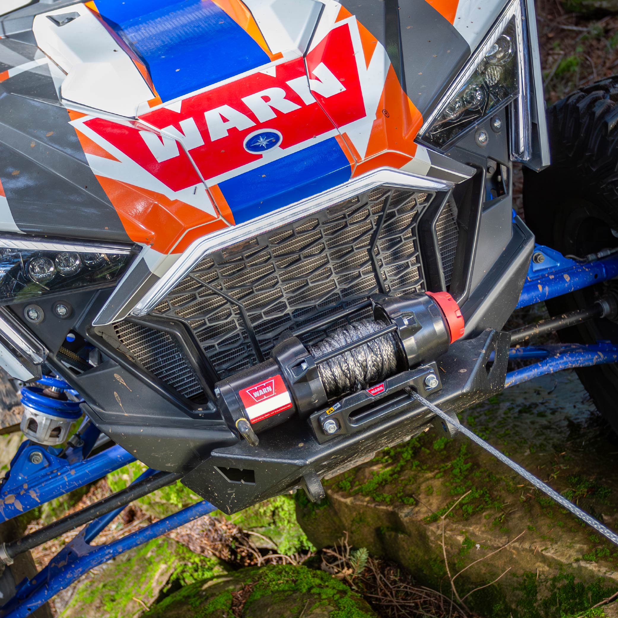 Warn R45-S Rope Winch - 4,500 lb. Pulling Capacity, equipped with 50’ of 1/4” synthetic rope & dash-mounted rocker switch - Remote and Fairlead for ATV, UTV, Side by Side, and SXS Recovery & Towing