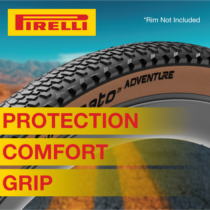Pirelli Cinturato Adventure Classic 700x50c Tire (2 Pack) and Scorpion SmarTube TPU Tube (2 Pack) Bundle | Tan Wall Tubeless Ready Bicycle Tires & 42mm Presta Valves Complete Bike Kit w/ Keychain