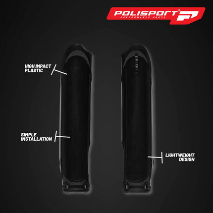 Polisport Fork Guards for Yamaha YZ450F (2023-2026) - Black, Durable Injection-Molded Plastic – Factory Fit & Finish – Roost & Debris Protection – Easy Bolt-On Installation