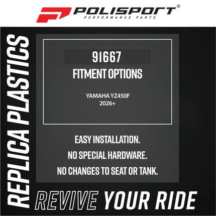 Polisport 91667 Full Plastic Kit for Yamaha YZ450F 2026+ – Black – Complete Replica Bodywork with Front & Rear Fenders, Radiator Scoops, Airbox Cover, Fork Guards, Number Plate & Side Panels