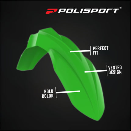Polisport MX Full Plastic Kit – Fits Kawasaki KX250F 21–23 & KX450F 19–23. Complete Replica Bodywork with Front & Rear Fenders, Radiator Scoops, Side Panels, Number Plate & Fork Guards. OEM Green