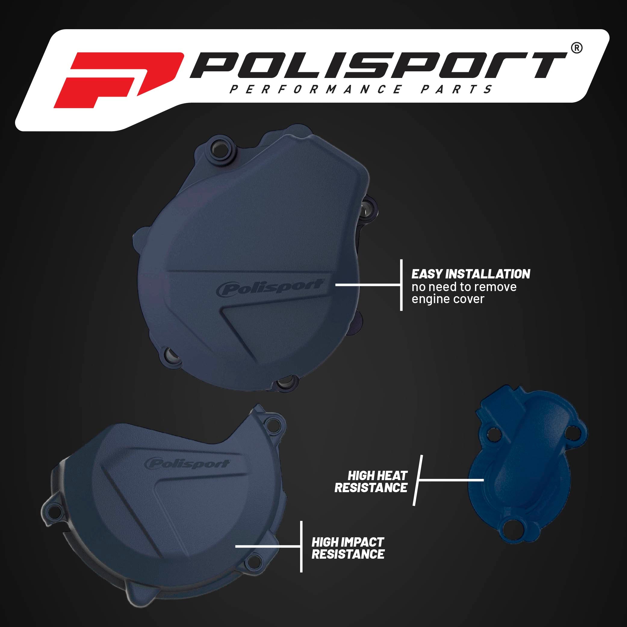 Polisport Clutch and Ignition Cover Protector Kit (Blue)- Compatible with Husqvarna FE 450/501 (2017-2022)