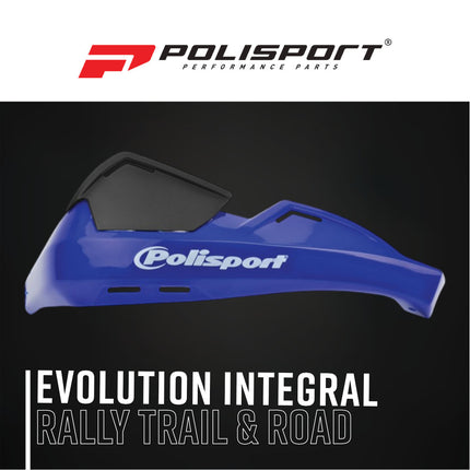 Polisport 8305100028 Evolution Integral Handguards Blue NEW Inside Handlebar Universal Mount Kit Pair Full Wrap Around Plastic MX Enduro Trail Rally ATV Protection with Removable Spoiler