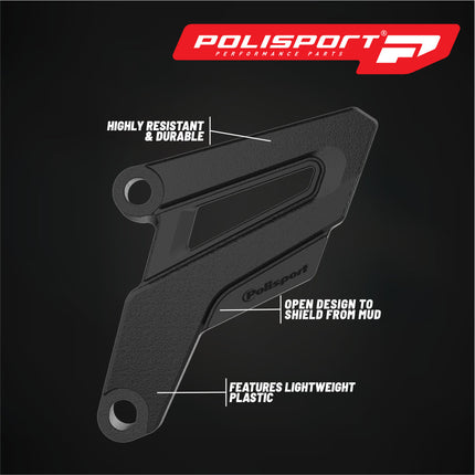 Polisport Front Sprocket Protector Guard Durable Impact Shield for Yamaha YZ125 (2005-25) CR 250R (2002-07) CRF 250R (2004-09) CRF 250X (2004-17) CRF 450R/CRF 450RX (2008) Mud-Resistant (Black)