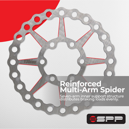 Syndyt SPP Holy Rotor Supersized 120mm Heat-Treated Lightweight Stainless Steel Disc Brake Rotor for BMX Race Bikes, Standard 6 Bolt ISO Mounting Pattern, Includes 6 Steel Rotor Bolts