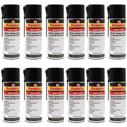 Dynatex White Lithium Grease 10.5 oz Aerosol Can - Multi-Purpose Lubricant for Automotive, Garage Doors, Hinges, Chains, Latches (12-Pack)