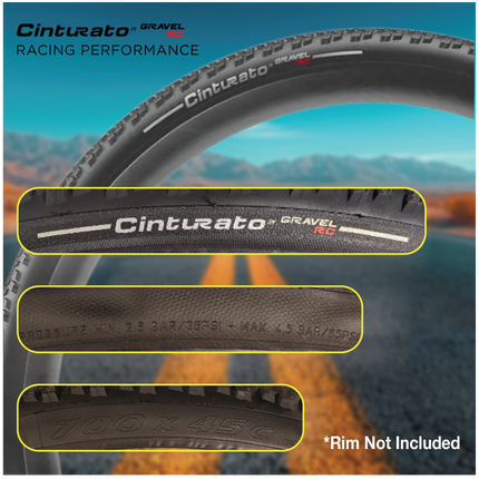 Pirelli Cinturato Gravel RC TLR 45-622 (700 x 45c) Road Bicycle Tire - SpeedGrip Compound, Clincher Type, Tubeless Ready Bike Tire with Keychain 700x45c