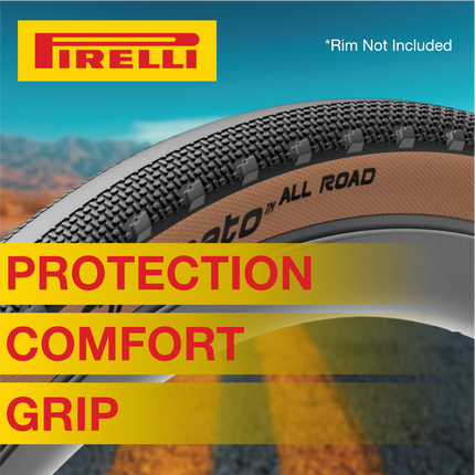 Pirelli Cinturato All Road Classic 45-622 (700x45c) Tan Wall Gravel Tire (2 Pack) - Classic Skinwall Bicycle Tires with Keychain Bundle