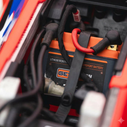 GET High Performance Lithium Motorcycle Battery, 12.8V 2Ah, 140 A CCA, Lightweight Powersports Battery for Dirt Bikes, Enduro & Motocross, IP54 Water Resistant (GK-ATHBL-0005)