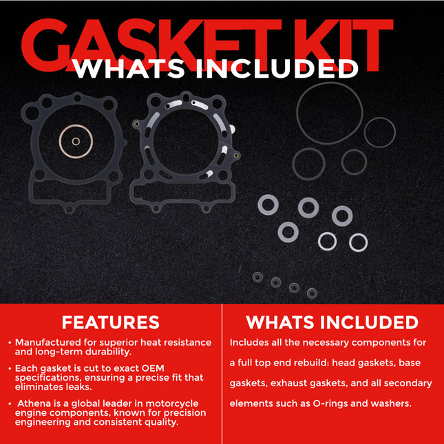 Athena P400250600071 Top End Gasket Kit for Kawasaki KX‑F 250 2021‑2024 – High‑Quality Cylinder Head & Top‑End Rebuild Gasket Set for Motocross and Off‑Road Performance (Oil Seals Not Included)
