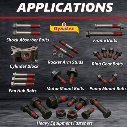 Dynatex Red High Strength Threadlocker 1.70 oz Bottle - Permanent Lock, Anaerobic, Large Fasteners, Vibration & Solvent Resistant (3-Pack)