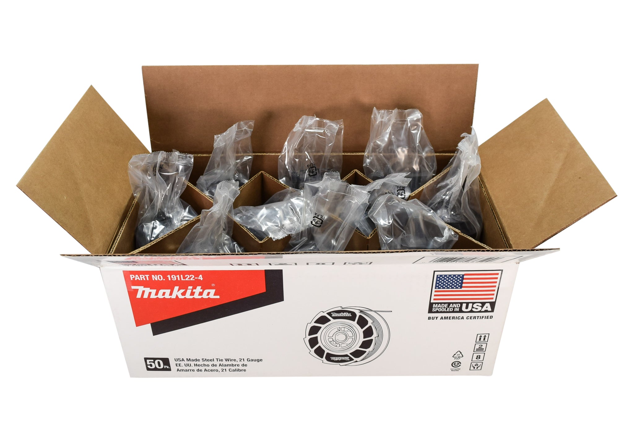 Makita 191L22-4 USA Made Steel Tie Wire, 21 Ga, 50/pk