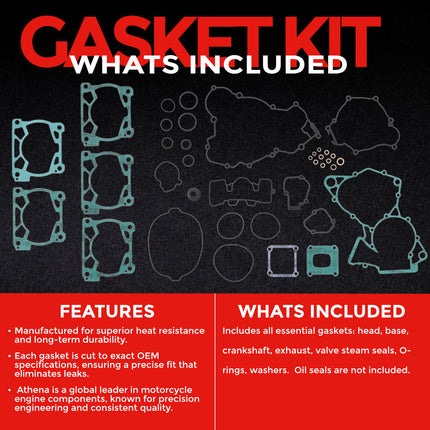 Athena P400270900077 Complete Gasket Kit for KTM, Husqvarna & GasGas 125/150 (2016‑2023) – Full Engine Gasket Set for 2‑Stroke Rebuilds (Top & Bottom End Coverage)