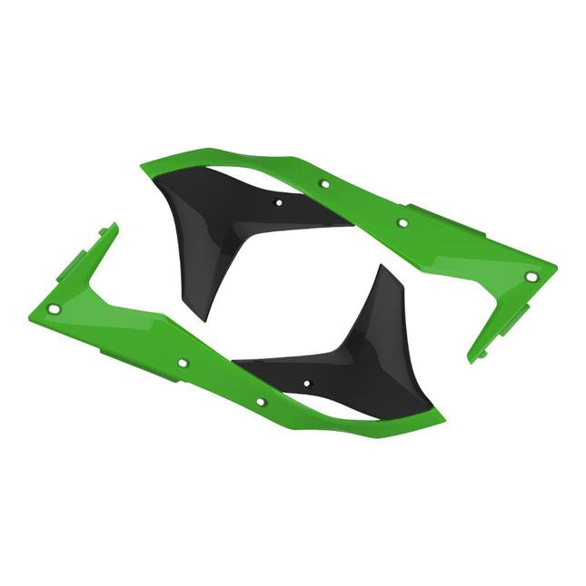 Polisport 8412300001 Radiator Scoops for Kawasaki KX250F 2017‑2020 – OEM‑Style Durable Green/Black Shrouds for Improved Cooling and Protection