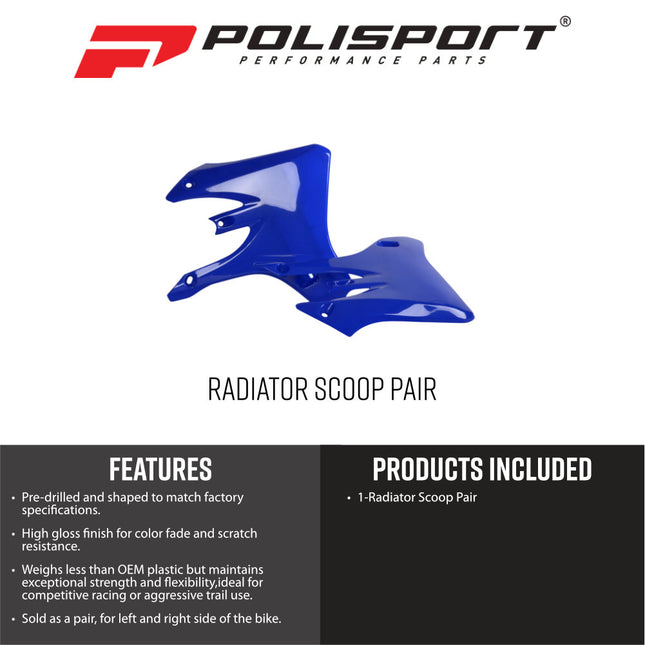 Polisport 8429200002 Radiator Scoops for Yamaha YZ250F YZ450F 2003‑2005 and WR250F WR450F 2005‑2006 – OEM‑Style Durable Blue Shrouds