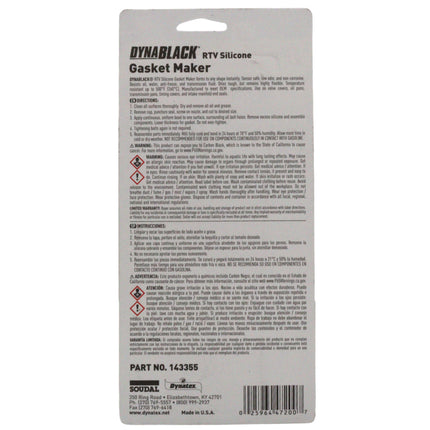 Dynatex DynaBlack RTV Silicone Gasket Maker 85g Tube - 500 Degrees F High Temperature, Sensor Safe, Low Odor, and Non-Corrosive Silicone Sealing Compound Made in the USA (2-Pack)
