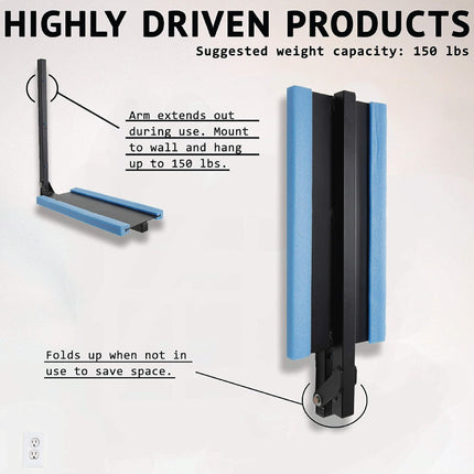 Highly Driven  Sto-R-Doors 150 Pound Wall Rack for Bicycle Tires, Hoses, and Electrical Cords – Multi-Use Garage and Home Storage Solution