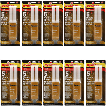 Dynatex 5 Minute Epoxy Adhesive 0.84 oz Twin Syringe - Fast Cure 3-5 Min, Bonds Plastics Metals Wood Ceramics, Industrial Strength (10-Pack)