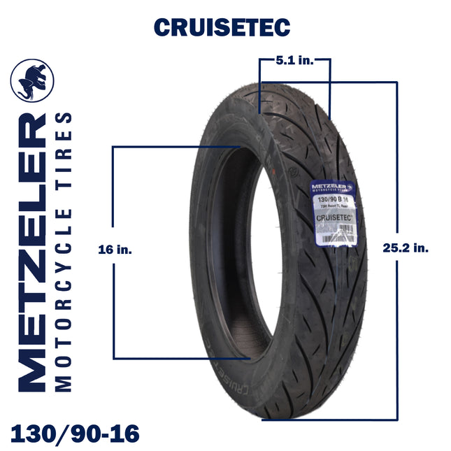 Metzeler Cruisetec V-Twin Motorcycle Front Tire - Performance Perfected for Cruiser, Custom & Heavy Tourers w/Enhanced Handling & Comfort - with Keychain (130/90B16 73H 1)
