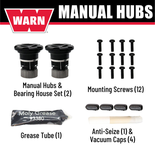 WARN 95060 Premium Manual Locking Hubs – 35 Spline – Fits 2005–2026 Ford Super Duty F‑250/F‑350/F‑450/F‑550 – Black Powder‑Coated – Set of 2 – Heavy‑Duty All‑Metal Construction
