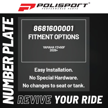 Polisport 8681600001 Number Plate for Yamaha YZ450F 2026+ – Blue – OEM-Style Replica Front Number Plate with Durable Gloss Finish Perfect Factory Fit Impact Resistant