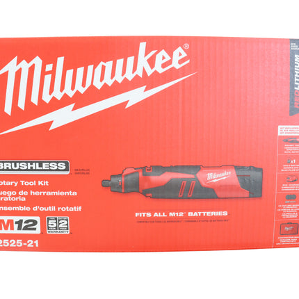 Milwaukee M12 Brushless Rotary Tool Kit, Cordless 12-Volt Rotary Tool with Variable Speed, Compact Cutting, Grinding, Sanding and Detail Work, Includes Battery and Charger