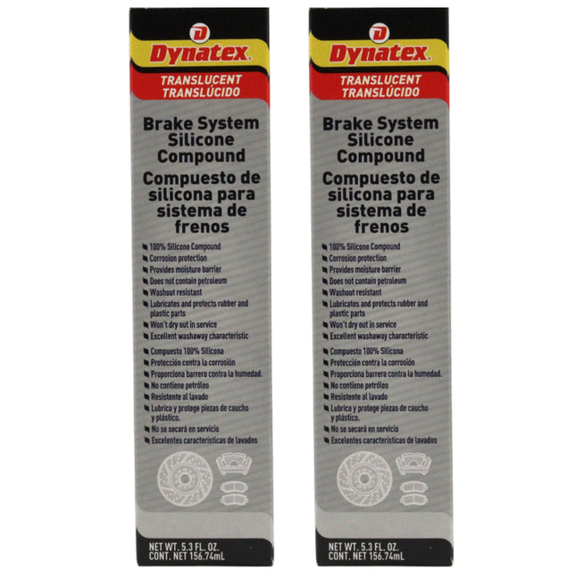 Dynatex Brake System Silicone Compound 5.3 oz Tube - Pure Silicone, No Petroleum, -40 Degrees F to 500 Degrees F, Stops Squeal Protects Rubber, Moisture Resistant (2-Pack)