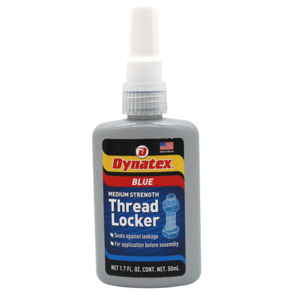 Dynatex Blue Medium Strength Threadlocker 1.69 oz Bottle - Removable with Hand Tools, Locks Fasteners on Metal, Vibration Resistant, Solvent Resistant (Single)