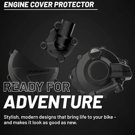 Polisport Clutch and Ignition Cover Protector Kit (Black) - Compatible with Honda CRF250R (2018-2024)