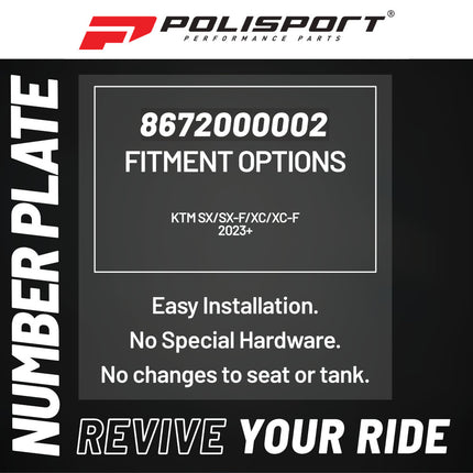 Polisport White Front Number Plate 8672000002 for KTM SX SX-F XC XC-F 125 250 350 450 2023-2026 | Lightweight High-Impact Motocross Dirt Bike Plastic Cowl Shield