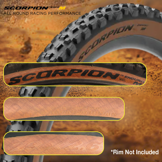 Pirelli Scorpion Enduro M Classic (29 x 2.6) Mountain Bicycle Tire & SmarTUBE 23/32-622 Tubeless Ready, 60 TPI,  All-Terrain Tire for Enduro Trail & Aggressive XC Riding Mountain Bike Tire w/Keychain