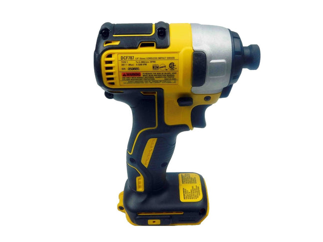DEWALT DCF787B 20V MAX Cordless Brushless Impact Driver, 1/4-Inch Hex Chuck, Compact Lightweight Design, Bare Tool Only, High Torque Performance for Drilling and Fastening