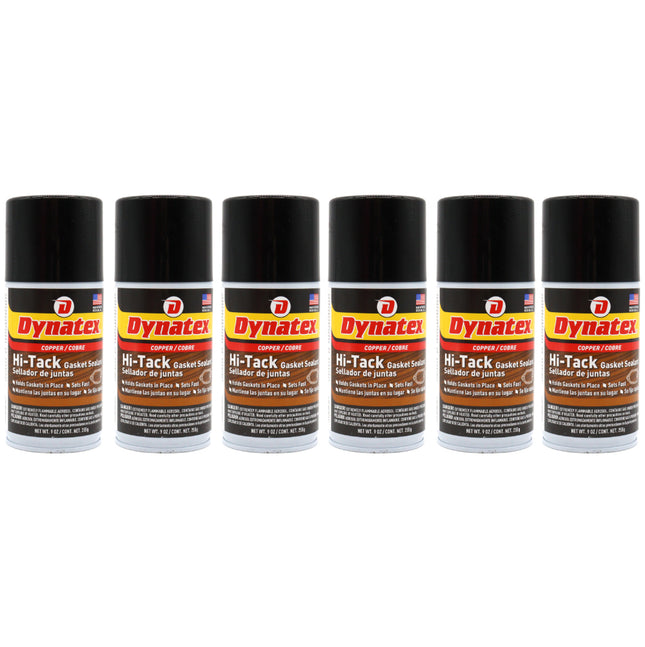 Dynatex Copper Hi-Tack Gasket Spray 9 oz Aerosol Can - Quick Dry, Holds Heavy Gaskets, Oxygen Sensor Safe, Fuel & Oil Resistant (6-Pack)