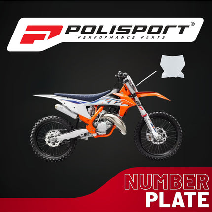 Polisport White Front Number Plate 8672000002 for KTM SX SX-F XC XC-F 125 250 350 450 2023-2026 | Lightweight High-Impact Motocross Dirt Bike Plastic Cowl Shield