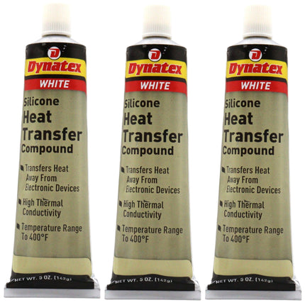 Dynatex Silicone Heat Transfer Compound 5 oz Tube - High Thermal Conductivity, Low Bleed, High Temp Stability, Non-Hardening (3-Pack)