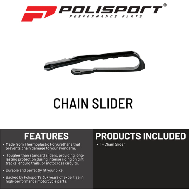 Polisport Chain Slider RM125/250 (01‑08) RM‑Z450 (05‑06/08‑09) RM‑Z250 (07‑09) – Dirt Bike – OEM Quality, Durable Wear‑Resistant Polyamide, Long‑Lasting Protection & Perfect Fit (8451600001)– Black