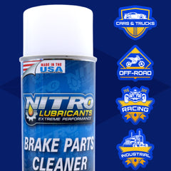 Nitro Lubricants Brake Cleaner – Fast-Drying, Non-Chlorinated Formula Removes Grease, Oil, Tar, and Brake Fluid – Residue-Free Performance – 12oz – Made in USA (2-Pack)