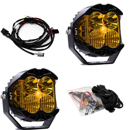Baja Designs LP4 Pro LED Auxiliary Light Pod PAIR - Universal, Baja Amber, 8,857 Lumens, Integrated Peripheral Technology, Direct Ducted Cooling, Wiring Harness & Mounting Hardware Included
