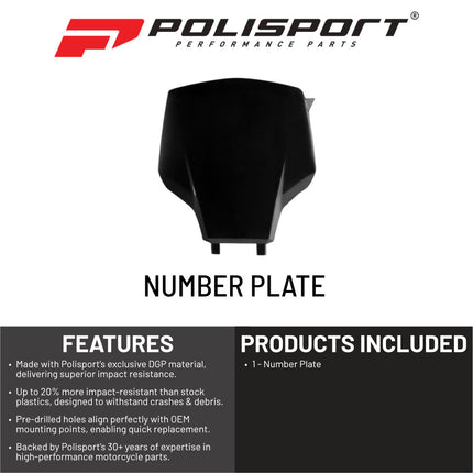 Polisport 8681600003 Number Plate for Yamaha YZ450F 2026+ – Black – OEM-Style Replica Front Number Plate with Durable Gloss Finish Perfect Factory Fit Impact Resistant