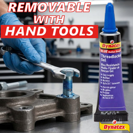 Dynatex Blue Medium Strength Gel Threadlocker 0.20 oz Bottle - Removable with Hand Tools, Locks Fasteners on Metal, Vibration Resistant, Solvent Resistant (2-Pack)