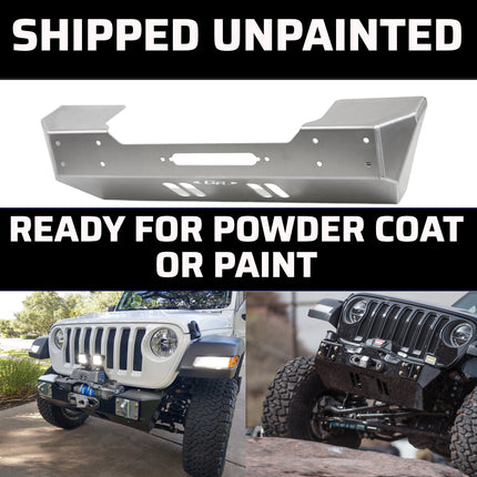 Gen-Right FBB-10040 Aluminum Stubby Front Winch Bumper for Jeep Wrangler JL / JLU & Gladiator JT - Recessed Winch Slot, Direct Bolt-On, Made in USA