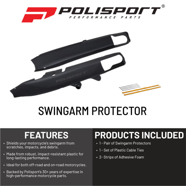 Polisport Motocross Motorcycles (MX) Swingarm Protector for Sherco 125/250/300 SE-R Enduro, 250/450 SEF-R Factory (2024-2026) Dirt Bikes - High Impact & Abrasion Resistance - Black