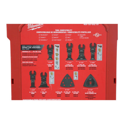 Milwaukee 49-10-9215 Oscillating Multi-Tool Blade Kit, 15-Piece, Carbide Teeth, Bi-Metal & HCS Wood Blades, 3-1/2 in. Triangle Sanding Pad, Sandpaper, Modular Storage Case, Universal Fit