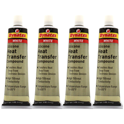Dynatex Silicone Heat Transfer Compound 5 oz Tube - High Thermal Conductivity, Low Bleed, High Temp Stability, Non-Hardening (4-Pack)
