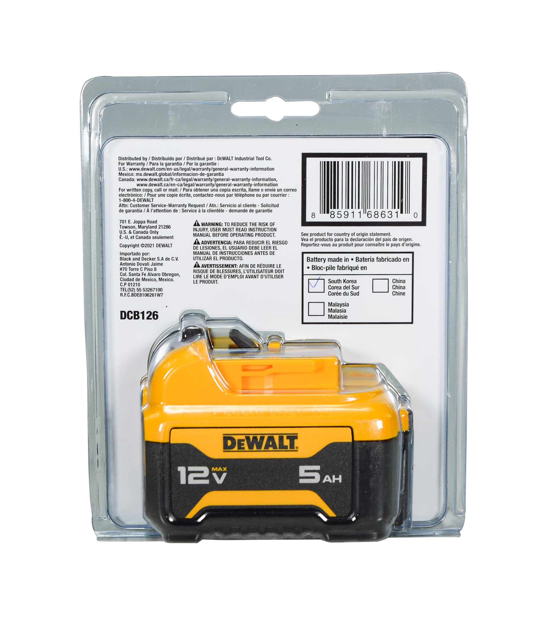 Dewalt DCB126 12V MAX 5.0Ah Lithium Ion Battery