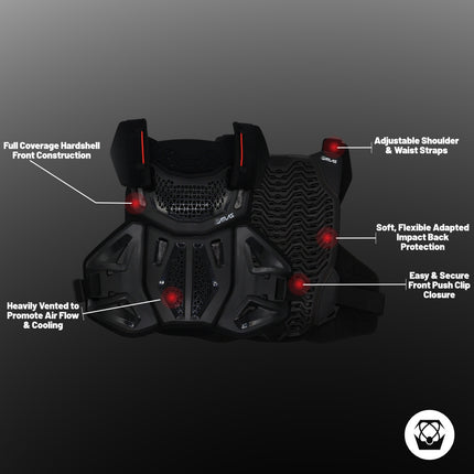 Atlas Defender Hybrid Ai Chest & Back Protector - Black L/XL - Adapted Impact Ai Technology Roost Guard - CE EN 1621-3 Level 1 Chest / EN 1621-2 Level 2 Back - MX Dirt Bike Off-Road Body Armor